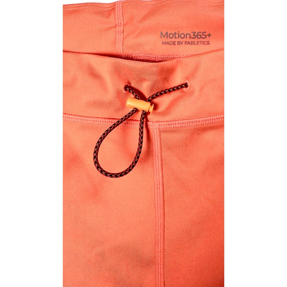 Fabletics Motion365+ High Waisted Colorblock Leggings Coral Peach Pockets Womens